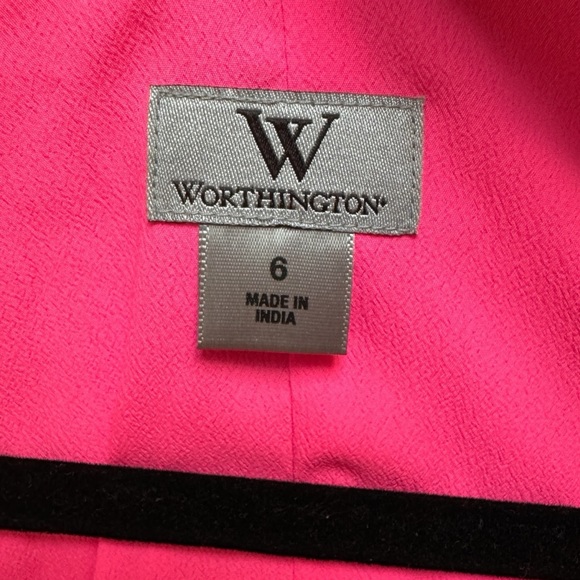 Worthington Short Sleeve Faux Wrap Dress Pink Black Color Block Surplice Mini 6 - Picture 5 of 7
